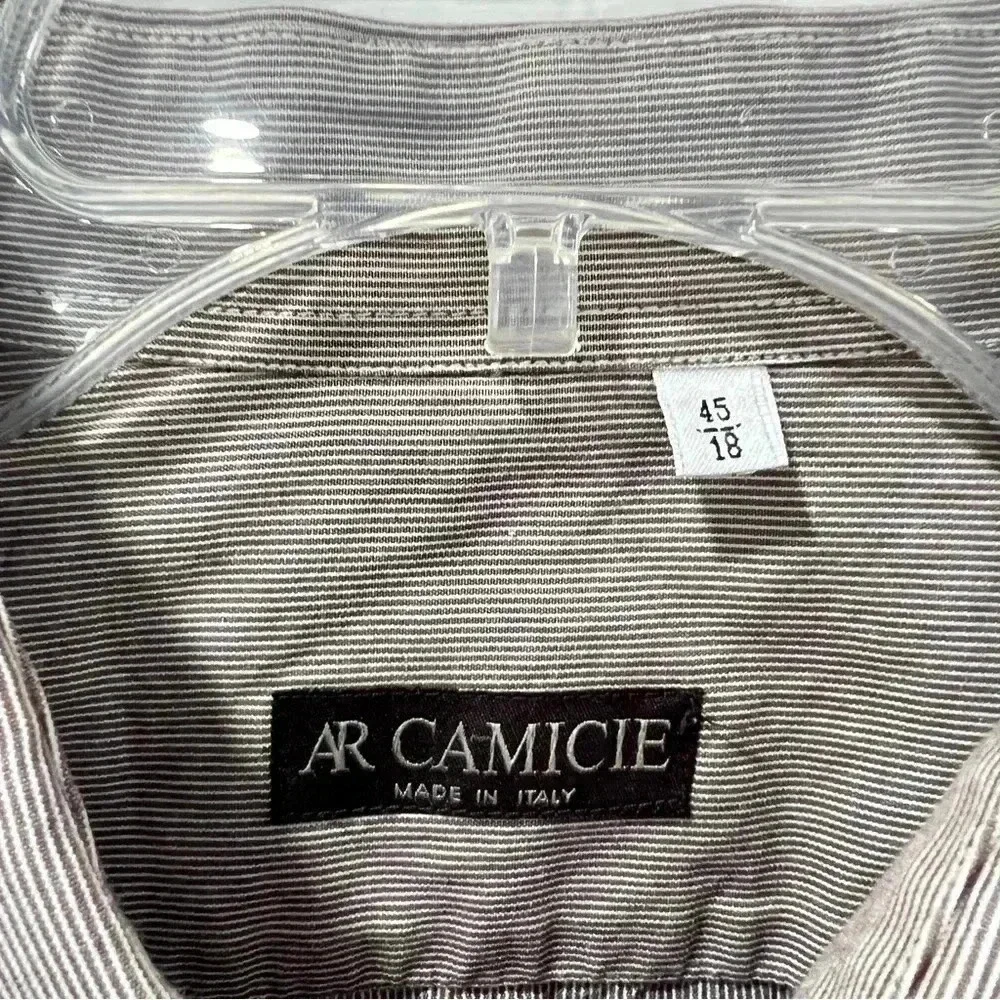 AR Camicie Made in Italy Brown and White Striped Button Down Shirt Neck Size 18
